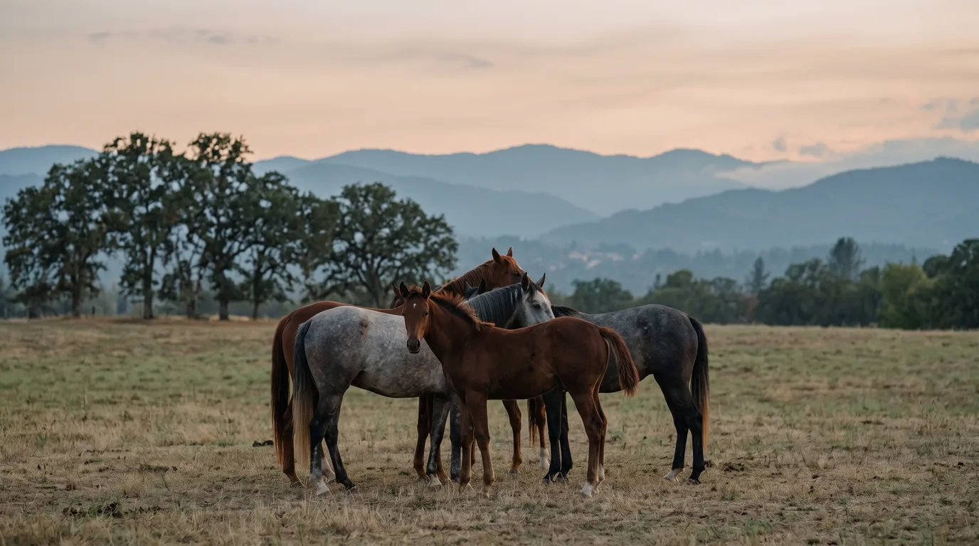 Chevaux en liberté, Écurie du Poirier, Rhône